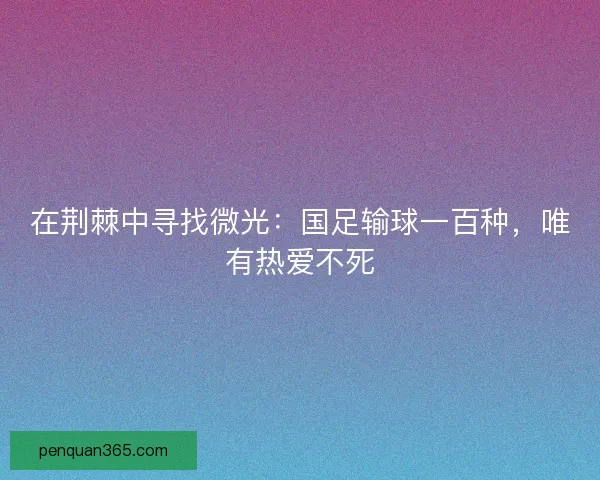 在荆棘中寻找微光：国足输球一百种，唯有热爱不死