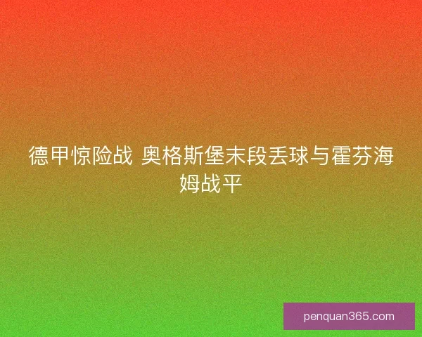 德甲惊险战 奥格斯堡末段丢球与霍芬海姆战平