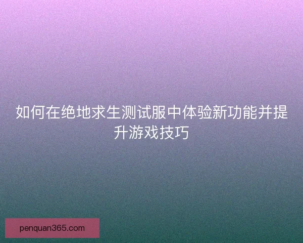 如何在绝地求生测试服中体验新功能并提升游戏技巧